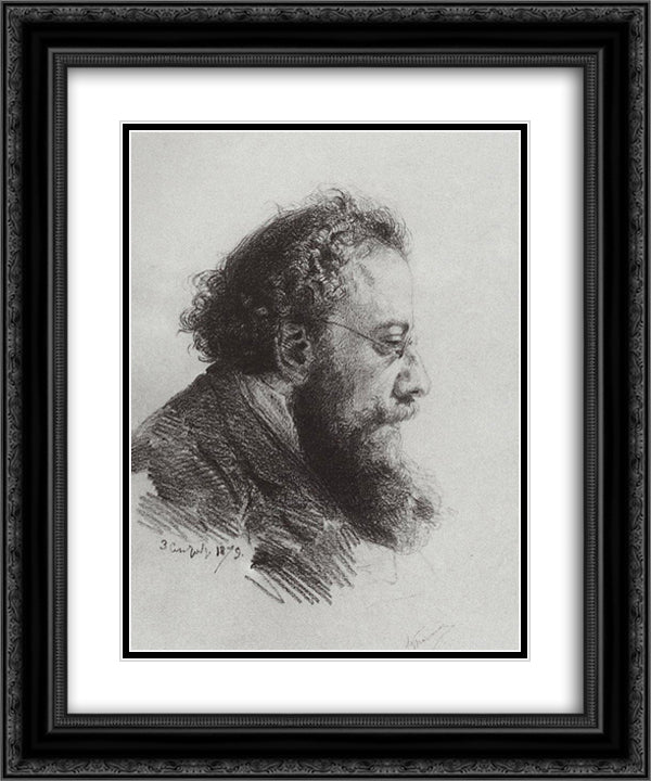 Portrait of A. V. Prahov, art historian and art critic 20x24 Black Ornate Wood Framed Art Print Poster with Double Matting by Polenov, Vasily