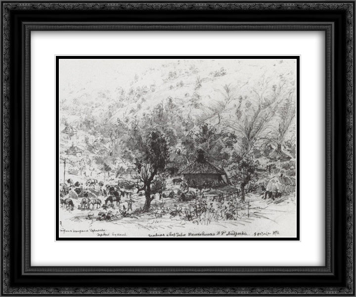 Roman fort in Semendrii 24x20 Black Ornate Wood Framed Art Print Poster with Double Matting by Polenov, Vasily