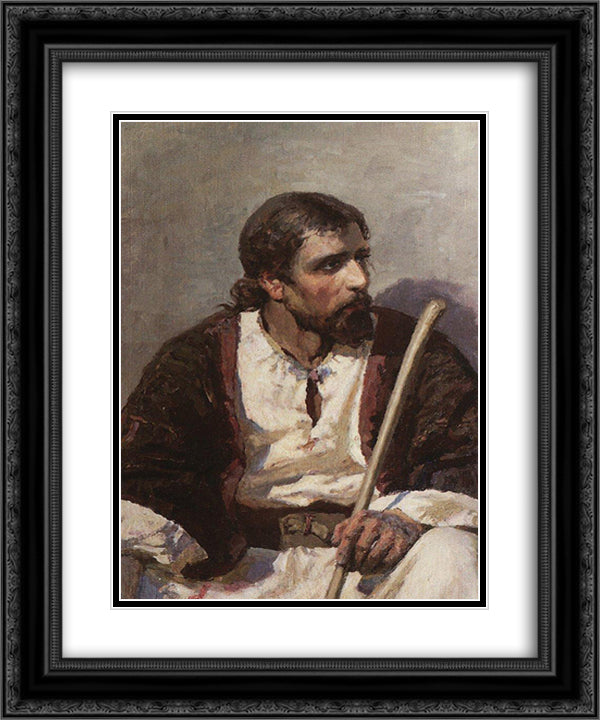 Seated Christ 20x24 Black Ornate Wood Framed Art Print Poster with Double Matting by Polenov, Vasily