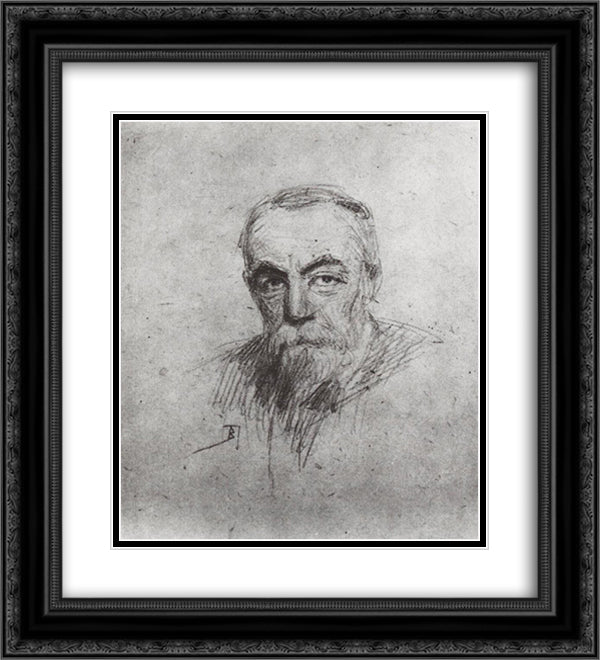 Self-Portrait 20x22 Black Ornate Wood Framed Art Print Poster with Double Matting by Polenov, Vasily