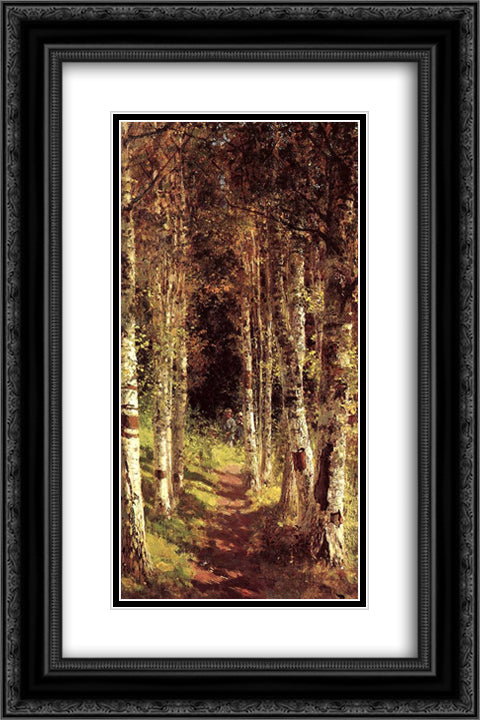 The Birchwood Alley 16x24 Black Ornate Wood Framed Art Print Poster with Double Matting by Polenov, Vasily