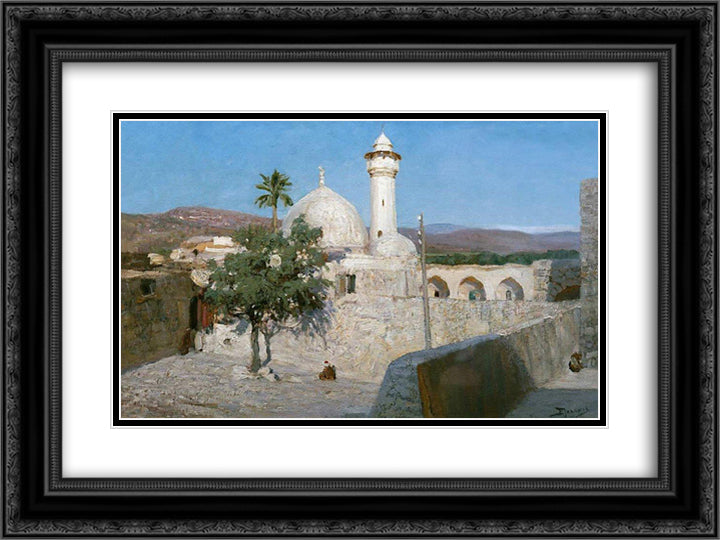 The mosque in Jenin 24x18 Black Ornate Wood Framed Art Print Poster with Double Matting by Polenov, Vasily