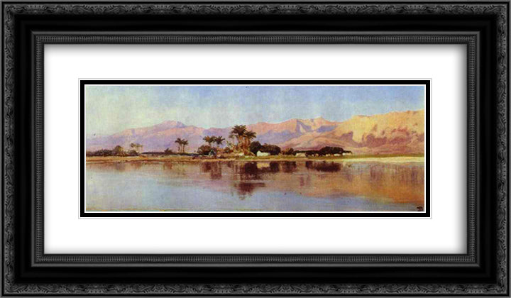 The Nile 24x14 Black Ornate Wood Framed Art Print Poster with Double Matting by Polenov, Vasily
