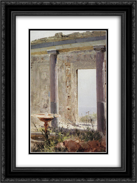 The ruins of of the palace in Palestine 18x24 Black Ornate Wood Framed Art Print Poster with Double Matting by Polenov, Vasily