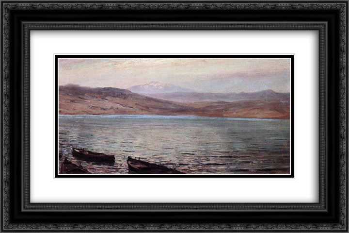 Tiberias (Gennesaret) lake 24x16 Black Ornate Wood Framed Art Print Poster with Double Matting by Polenov, Vasily