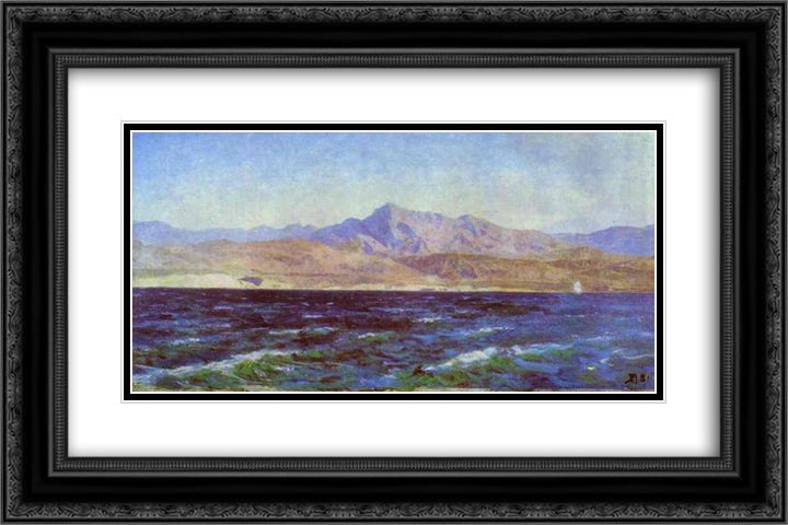Troada 24x16 Black Ornate Wood Framed Art Print Poster with Double Matting by Polenov, Vasily
