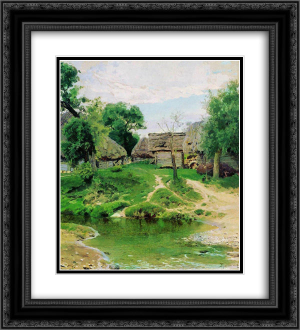 Turgenevo Village 20x22 Black Ornate Wood Framed Art Print Poster with Double Matting by Polenov, Vasily