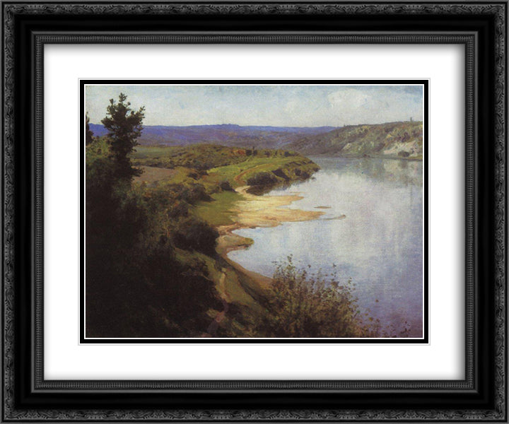 View of Oka from the western riverbank 24x20 Black Ornate Wood Framed Art Print Poster with Double Matting by Polenov, Vasily