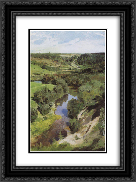 Voria 18x24 Black Ornate Wood Framed Art Print Poster with Double Matting by Polenov, Vasily