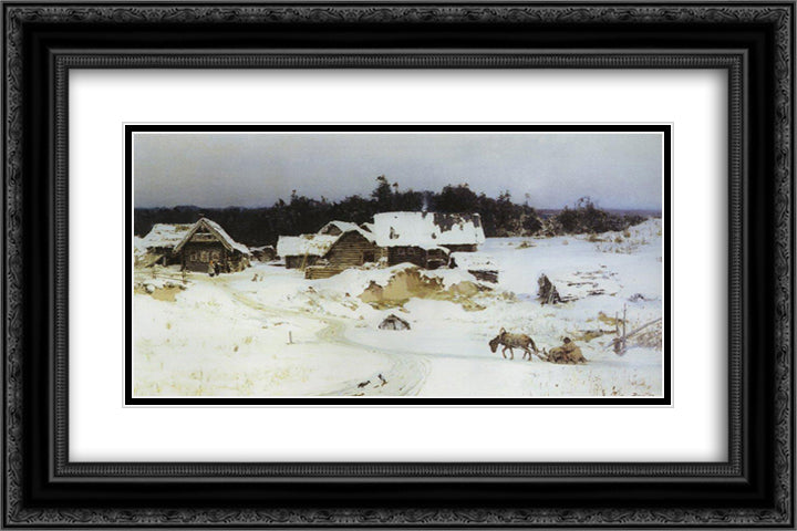 Winter. Imochentsy. 24x16 Black Ornate Wood Framed Art Print Poster with Double Matting by Polenov, Vasily