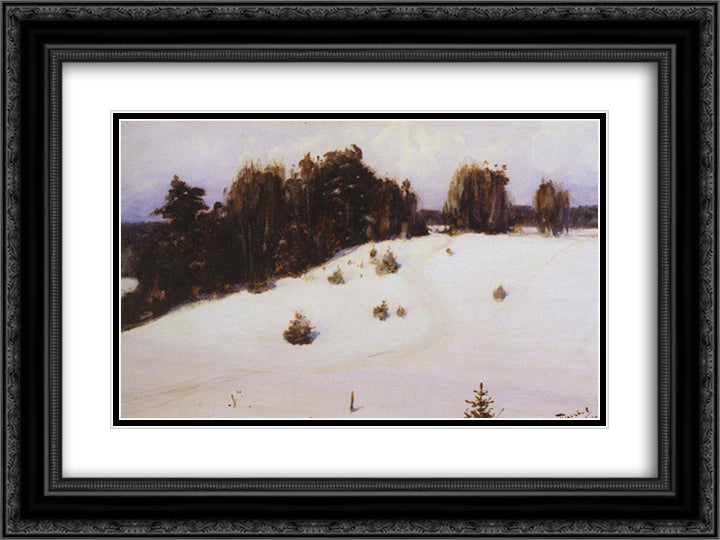 Winter 24x18 Black Ornate Wood Framed Art Print Poster with Double Matting by Polenov, Vasily