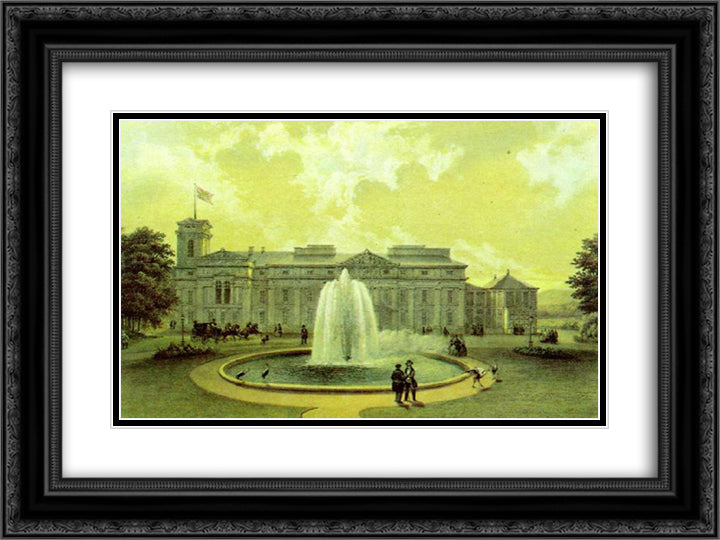 Eastern Wing of Verkiai Palace 24x18 Black Ornate Wood Framed Art Print Poster with Double Matting by Sadovnikov, Vasily