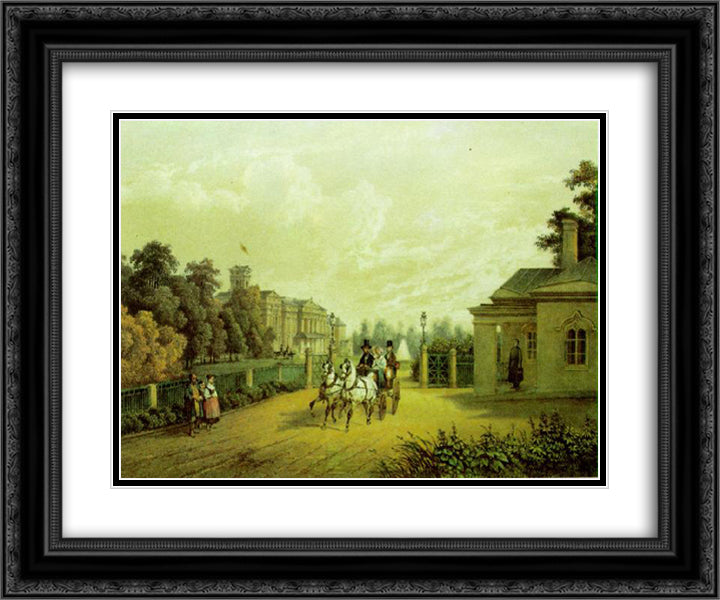 Entrance into Verkiai Palace, Vilnius, Lithuania 24x20 Black Ornate Wood Framed Art Print Poster with Double Matting by Sadovnikov, Vasily