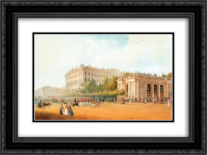 View of the Anichkov Palace 24x18 Black Ornate Wood Framed Art Print Poster with Double Matting by Sadovnikov, Vasily