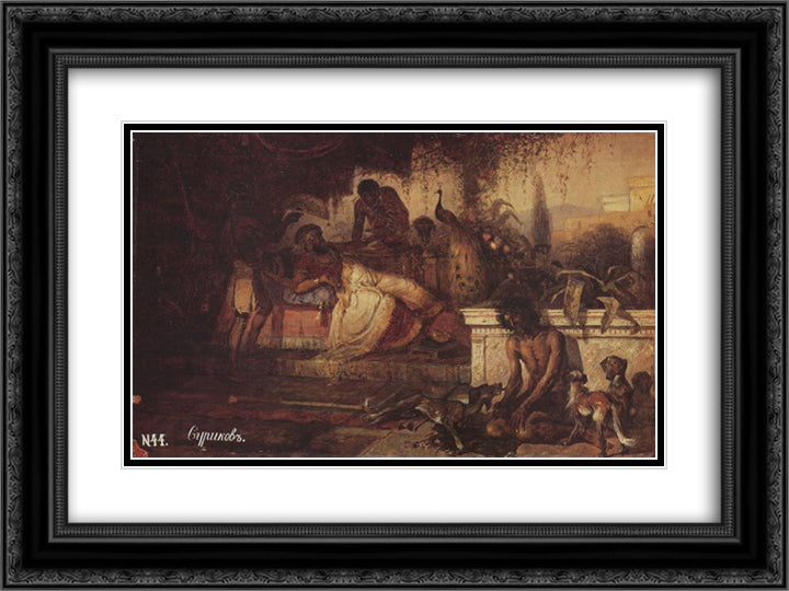 A rich man and Lazarus 24x18 Black Ornate Wood Framed Art Print Poster with Double Matting by Surikov, Vasily