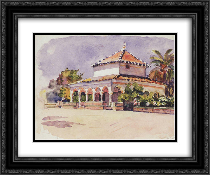 Alcazar of Seville 24x20 Black Ornate Wood Framed Art Print Poster with Double Matting by Surikov, Vasily