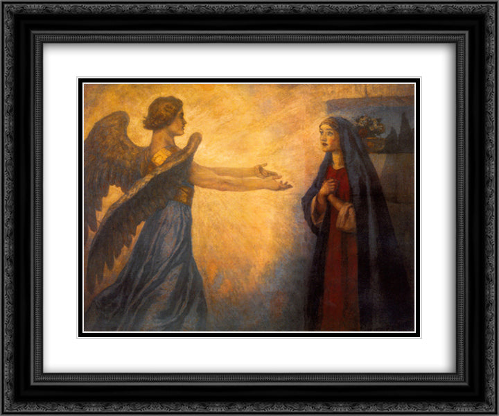 Annunciation 24x20 Black Ornate Wood Framed Art Print Poster with Double Matting by Surikov, Vasily