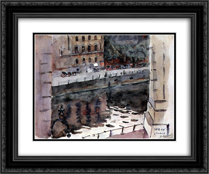 Berlin. Enbankment. 24x20 Black Ornate Wood Framed Art Print Poster with Double Matting by Surikov, Vasily