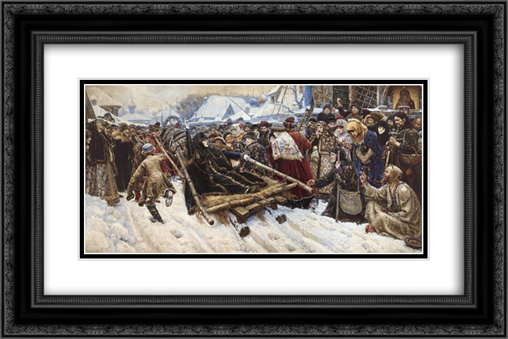 Boyarynya Morozova 24x16 Black Ornate Wood Framed Art Print Poster with Double Matting by Surikov, Vasily