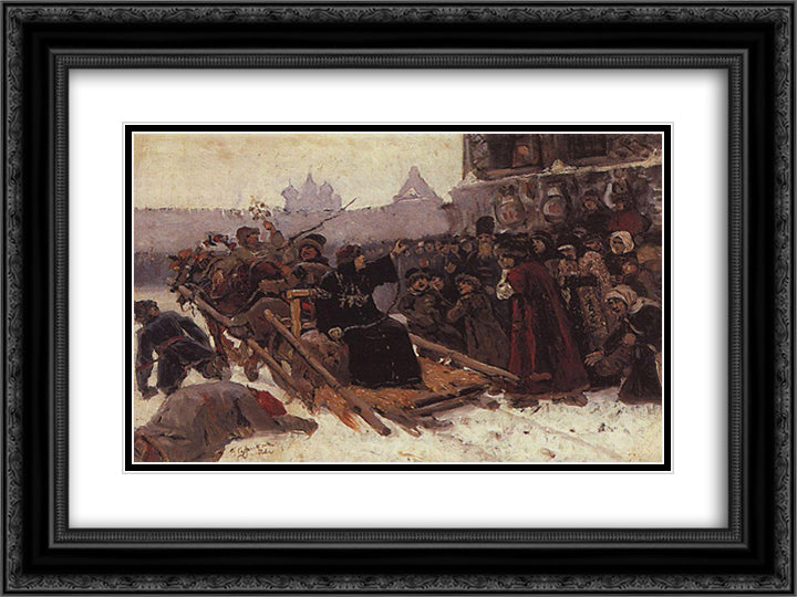 Boyarynya Morozova (study) 24x18 Black Ornate Wood Framed Art Print Poster with Double Matting by Surikov, Vasily