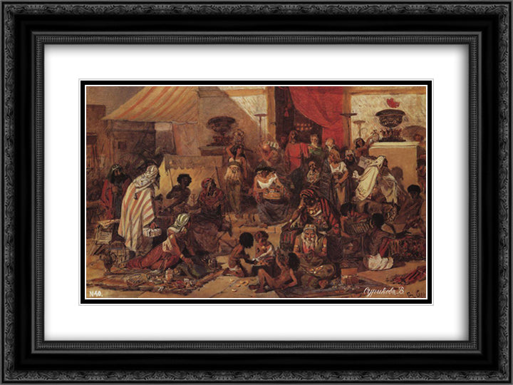Christ Driving the Merchants from the Temple 24x18 Black Ornate Wood Framed Art Print Poster with Double Matting by Surikov, Vasily