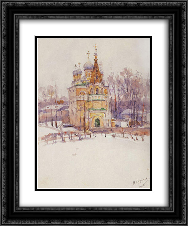 Church 20x24 Black Ornate Wood Framed Art Print Poster with Double Matting by Surikov, Vasily