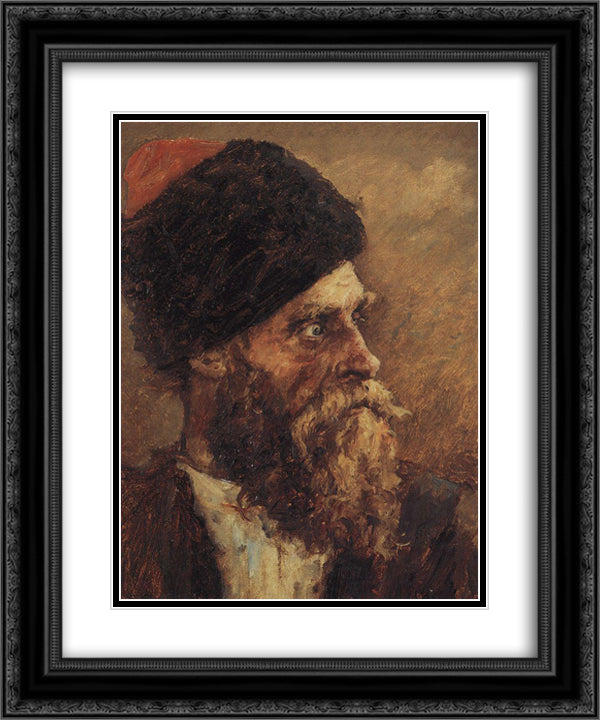 Cossack Dmitry Sokol 20x24 Black Ornate Wood Framed Art Print Poster with Double Matting by Surikov, Vasily