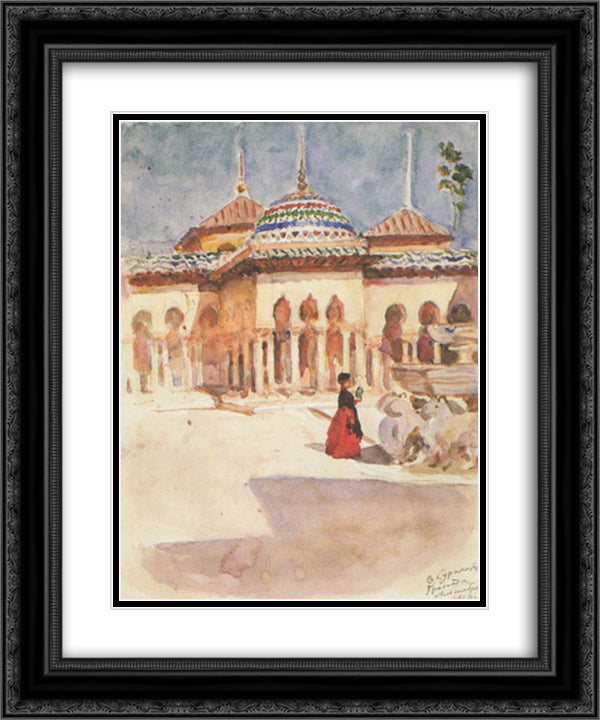 Granada. Alhambra. 20x24 Black Ornate Wood Framed Art Print Poster with Double Matting by Surikov, Vasily