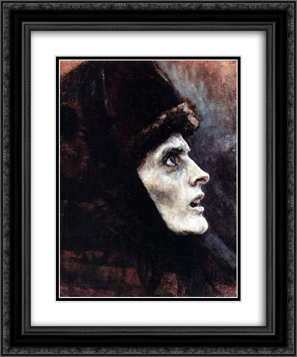 Head of Boyarynya Morozova (study) 20x24 Black Ornate Wood Framed Art Print Poster with Double Matting by Surikov, Vasily