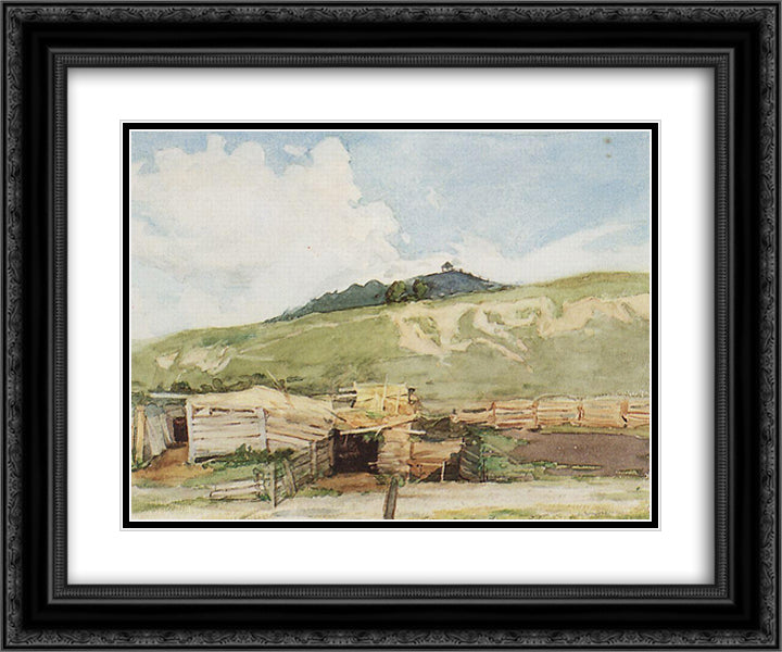 Siberian landscape. Torgoshyno. 24x20 Black Ornate Wood Framed Art Print Poster with Double Matting by Surikov, Vasily