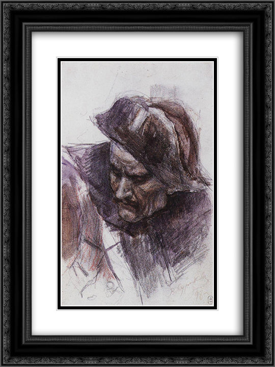 Soldier 18x24 Black Ornate Wood Framed Art Print Poster with Double Matting by Surikov, Vasily