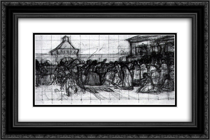 Study to Boyarynya Morozova 24x16 Black Ornate Wood Framed Art Print Poster with Double Matting by Surikov, Vasily