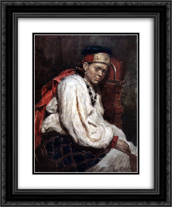 The model in the ancient russian costume 20x24 Black Ornate Wood Framed Art Print Poster with Double Matting by Surikov, Vasily