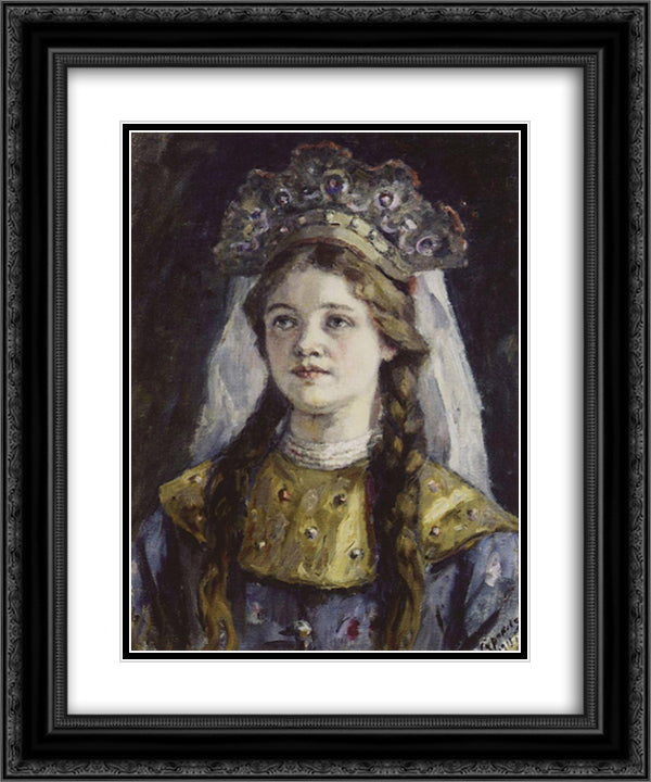 Tsarevna 20x24 Black Ornate Wood Framed Art Print Poster with Double Matting by Surikov, Vasily