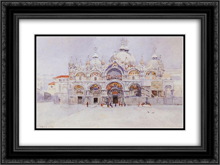 Venice. Saint Mark's Basilica. 24x18 Black Ornate Wood Framed Art Print Poster with Double Matting by Surikov, Vasily