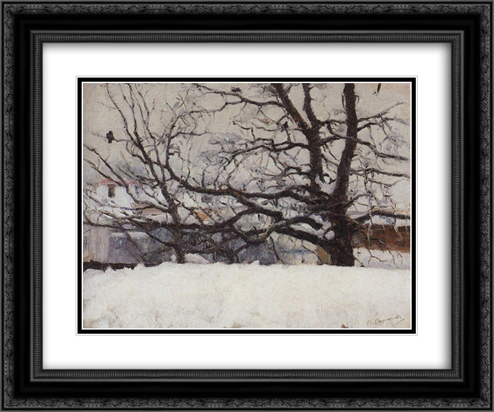 Winter in Moscow 24x20 Black Ornate Wood Framed Art Print Poster with Double Matting by Surikov, Vasily