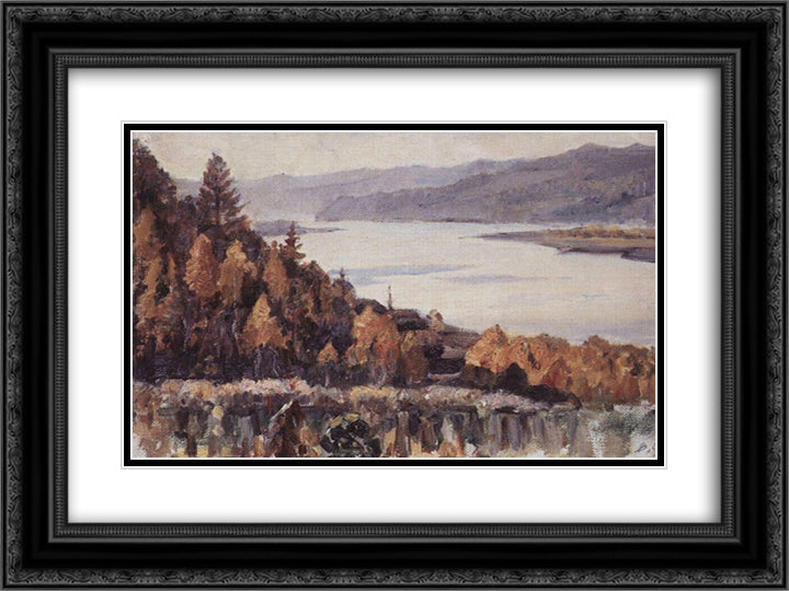 Yenisey near Krasnoyarsk 24x18 Black Ornate Wood Framed Art Print Poster with Double Matting by Surikov, Vasily