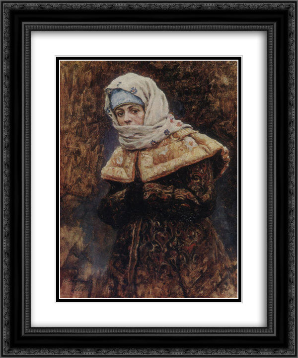 Young lady 20x24 Black Ornate Wood Framed Art Print Poster with Double Matting by Surikov, Vasily