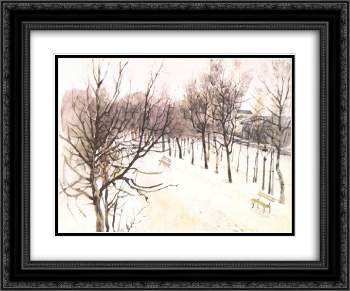 Zubovsky boulevard in winter 24x20 Black Ornate Wood Framed Art Print Poster with Double Matting by Surikov, Vasily