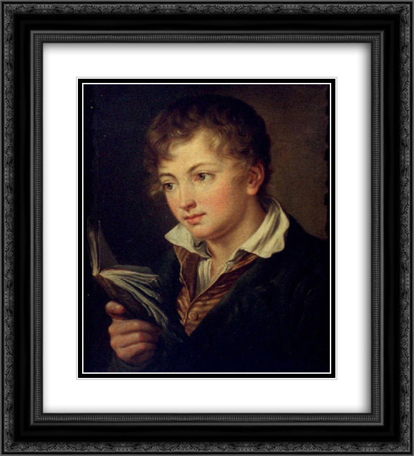 Boy with book 20x22 Black Ornate Wood Framed Art Print Poster with Double Matting by Tropinin, Vasily