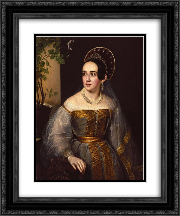 Karzinkina Katherine 20x24 Black Ornate Wood Framed Art Print Poster with Double Matting by Tropinin, Vasily