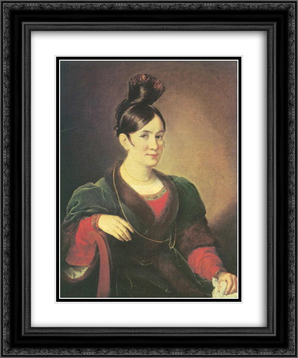 Kiseleva 20x24 Black Ornate Wood Framed Art Print Poster with Double Matting by Tropinin, Vasily