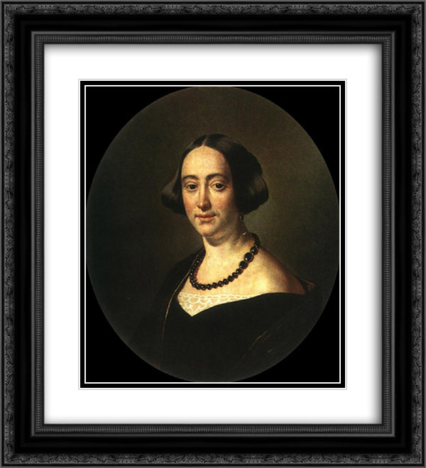 Mazurin Elizabeth Vladimirona 20x22 Black Ornate Wood Framed Art Print Poster with Double Matting by Tropinin, Vasily