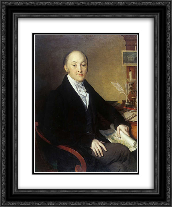 Mikhail Mikhailovich Speransky 20x24 Black Ornate Wood Framed Art Print Poster with Double Matting by Tropinin, Vasily
