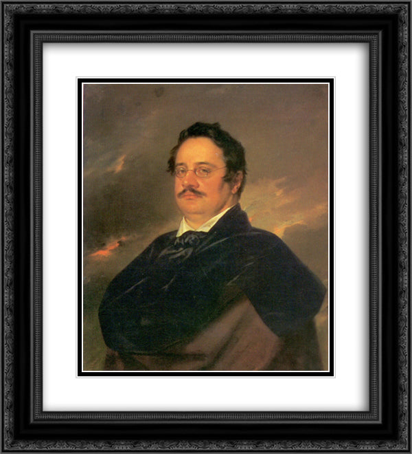 Nikolai Nikolajevitj Rajevskij 20x22 Black Ornate Wood Framed Art Print Poster with Double Matting by Tropinin, Vasily
