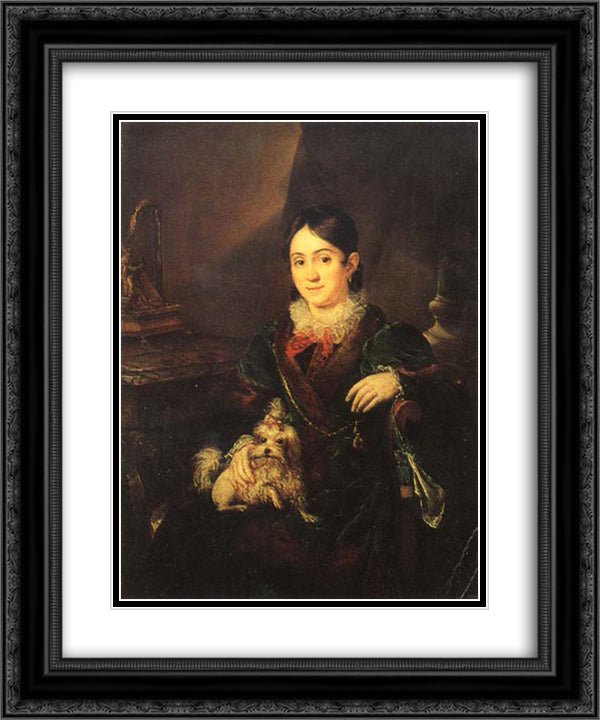 Obolenskaya NA 20x24 Black Ornate Wood Framed Art Print Poster with Double Matting by Tropinin, Vasily