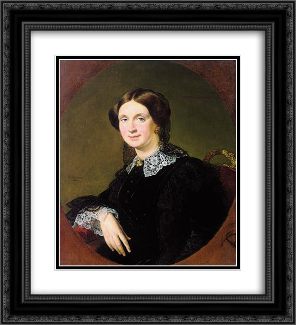 Panina 20x22 Black Ornate Wood Framed Art Print Poster with Double Matting by Tropinin, Vasily