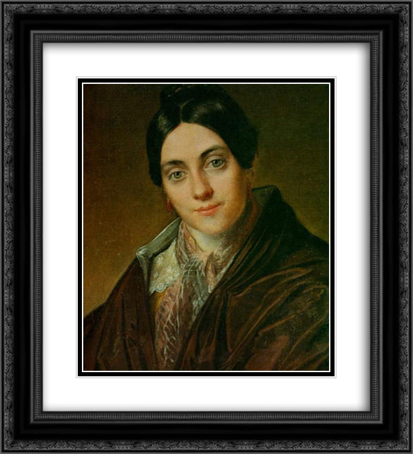 Portrait L.K. Makovsky 20x22 Black Ornate Wood Framed Art Print Poster with Double Matting by Tropinin, Vasily