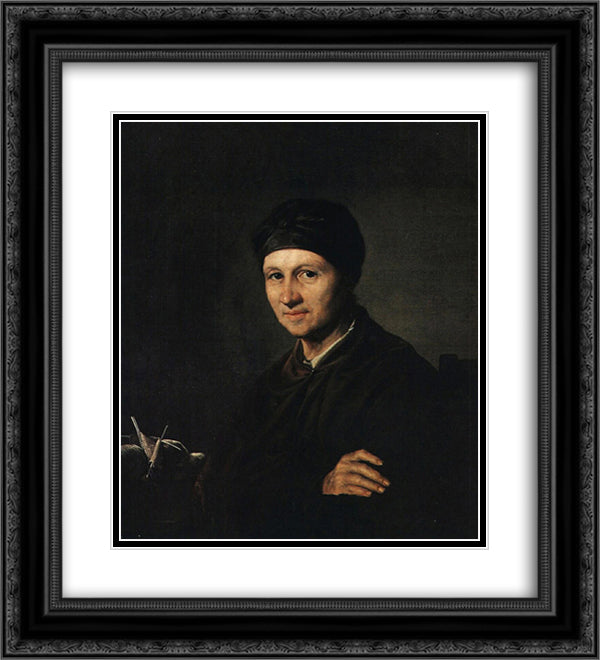 Portrait of A. I. Tropinina 20x22 Black Ornate Wood Framed Art Print Poster with Double Matting by Tropinin, Vasily
