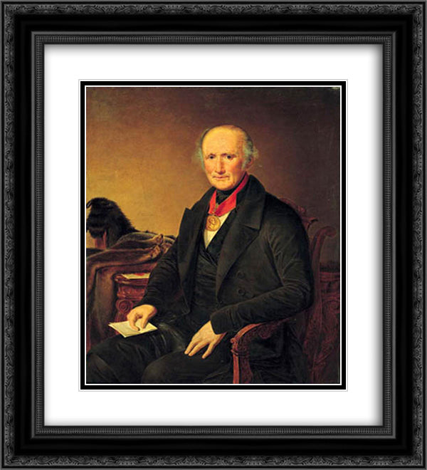 Portrait of a P.I. Sorokoumovskogo 20x22 Black Ornate Wood Framed Art Print Poster with Double Matting by Tropinin, Vasily